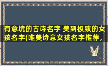 有意境的古诗名字 美到极致的女孩名字(唯美诗意女孩名字推荐，让你的宝贝华美绝伦)